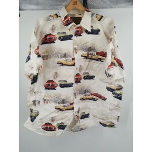 North‎ River Outfitters Mens Classic Cars Button Up Short Sleeve Shirt XXL 2XL